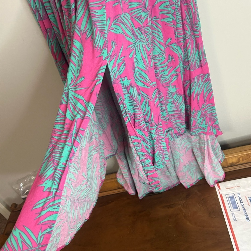 Jessica Simpson Green and Pink Asymmetrical Sundress, Size L - Picture 5 of 8
